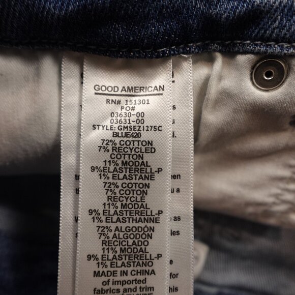 GOOD AMERICAN Zip Denim Mini Skirt Women's 8/29 High Rise Raw Hem - Picture 3 of 8